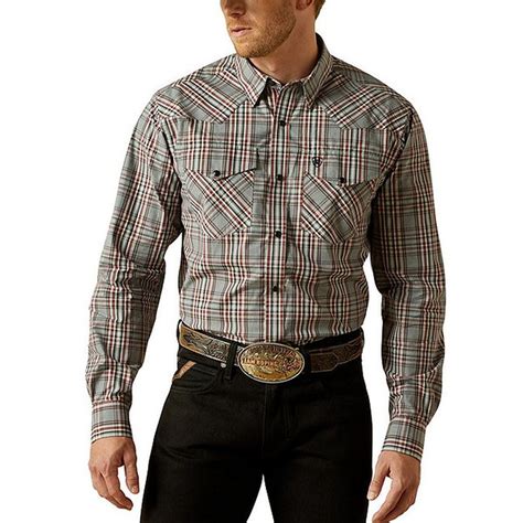 Ariat Pro Series Trenton Fitted Plaid Long Sleeve Woven Shirt, M - Gray (1 each) Delivery or ...