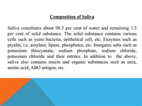 Composition of saliva | PPTX