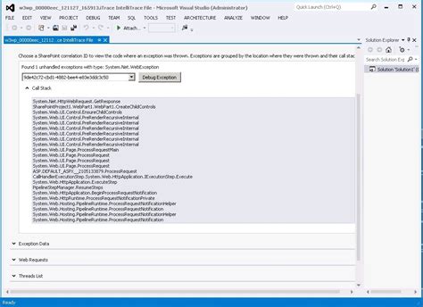 Debugging Unhandled Exceptions 的图像结果