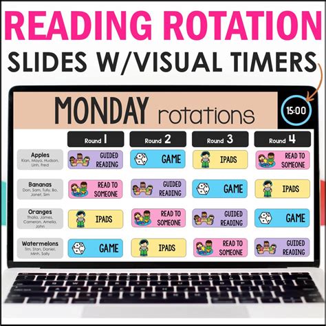 Reading Centers Rotation Board Slides with Visual Countdown Timers ...