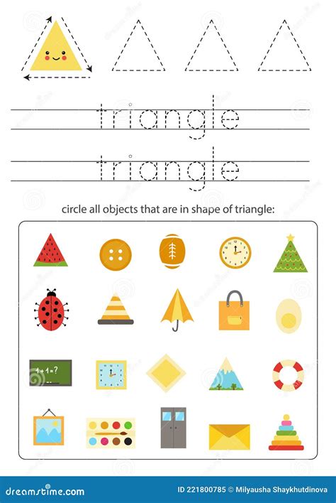 Learning Triangle Shape For Children. Basic 2d Shapes. Vector ...