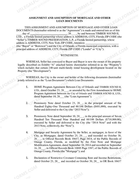 Assignment and Assumption of Mortgage and Other Loan Documents | US ...