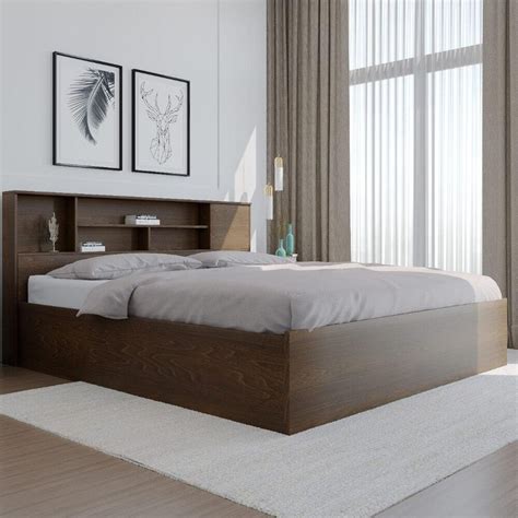 Nilkamal Mozart King Bed With Storage (Walnut) - Nilkamal Furniture