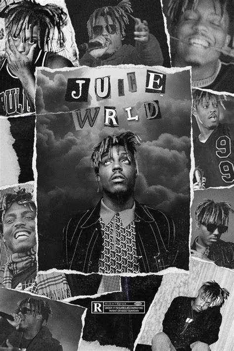 Juice WRLD B&W Collage Poster - Postertok