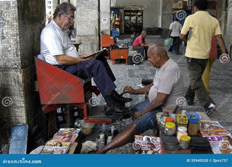 Working Old Shoeshiner, City Recife, Brazil Editorial Image - Image of ...