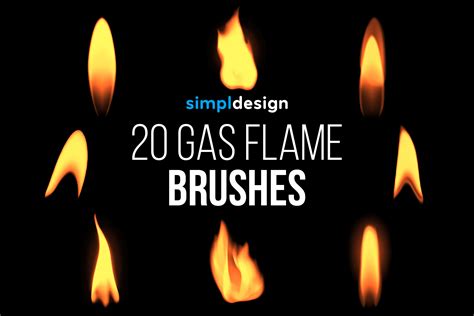 20 Gas Flame Photoshop Brushes, a Brush Add-On by SimplDesign