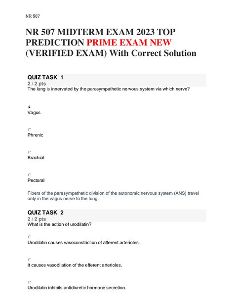 NR 507 MIDTERM EXAM 2023 TOP PREDICTION PRIME EXAM NEW (VERIFIED EXAM) With Correct Solution ...