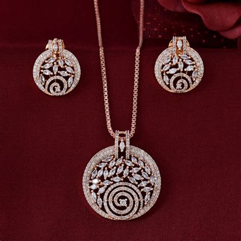 Buy Designer Zircon Pendant Sets Online - Rebaari