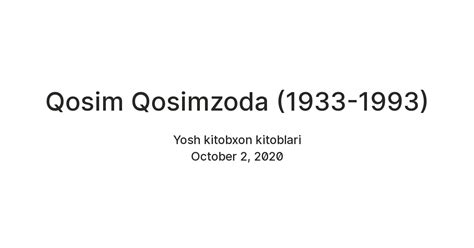 Qosim Qosimzoda (1933-1993) — Teletype