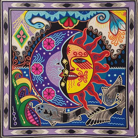 Neikame: Moon / Sun Premier Very Fine Huichol Yarn Painting – Direct ...