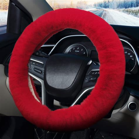 Pahajim Fluffy Steering Wheel Covers, Soft Furry Car Anti-skid Plush Steering Wheel Cover Warm ...