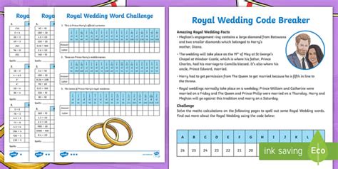 UKS2 The Royal Wedding Code Breaker Differentiated Worksheets