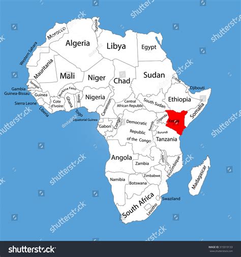 Kenya Vector Map Silhouette Isolated On Stock Vector (Royalty Free) 315919133 | Shutterstock