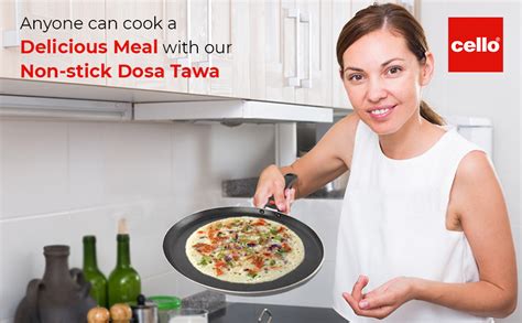 Cello Non Stick Dosa Tawa Induction Base with Detachable Handle, 280 mm ...