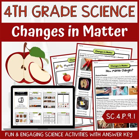 Changes in Matter Activity & Answer Key 4th Grade Physical Science ...
