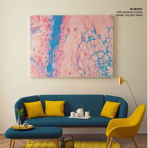 Buy Blue-Peach Fluid Art Canvas Painting & Wall Art Online – Dessine Art