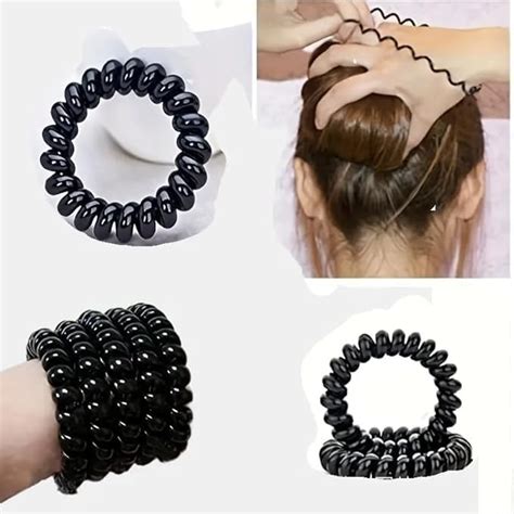 Beauty Flow 5pcs spiral hair tie for women and girls pack of 5 (BLACK ...
