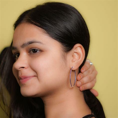 Blue Diamond Celebrity Inspired 925 sterling silver earrings for women ...