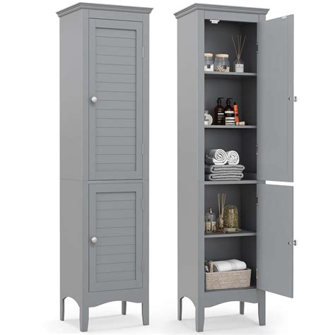 Costway Standalone Storage for Small Spaces - Tall Narrow Bathroom ...