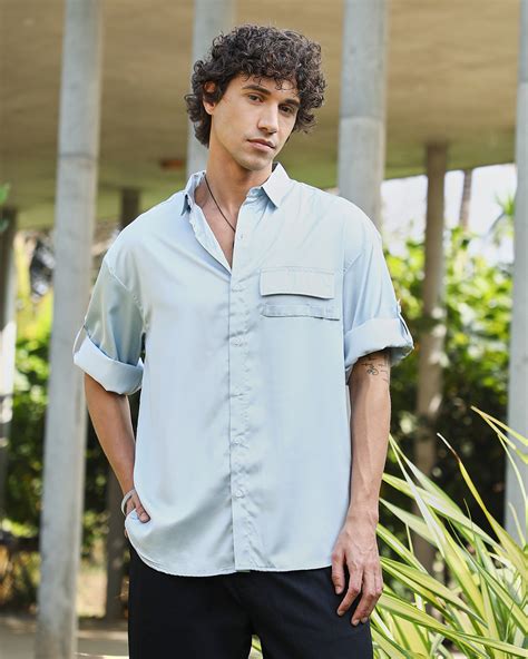 Buy Men's Powder Blue Oversized Shirt Online at Bewakoof