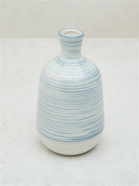 Buy Westside Home Blue Stripe Printed Ceramic Vase from Westside