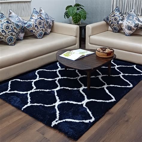 Avioni Atlas Collection- Micro Moroccan Lattice Carpet In Cream And Bl ...