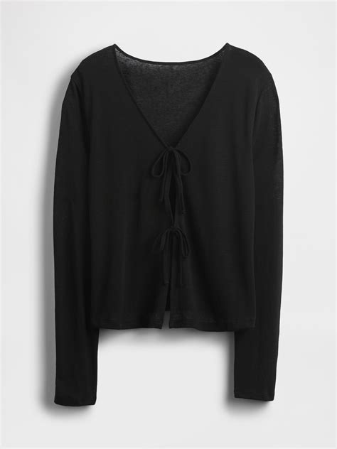 Linen-Blend Tie-Front Cardigan | Gap