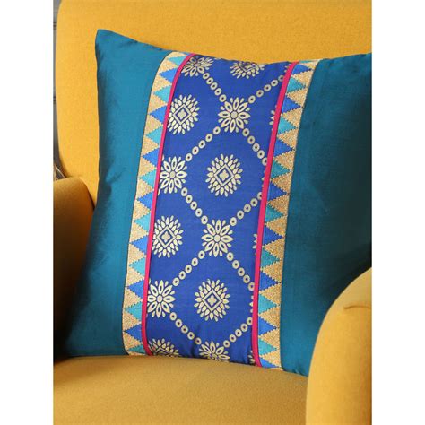 Buy Revive Home Multi-Color Indian Sari Silhouettes Cushion Cover Online