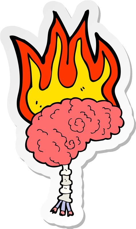 pegatina de un cerebro de dibujos animados en llamas 10438027 Vector en Vecteezy