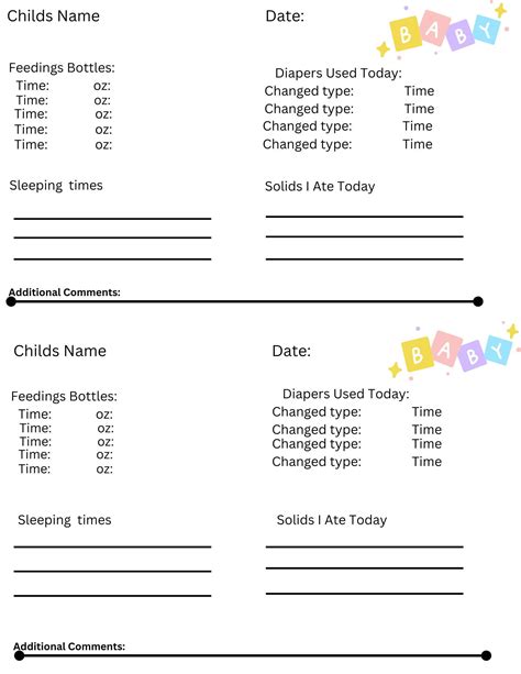 Infant Daily Report, Childcare Template, Daycare Template - Etsy