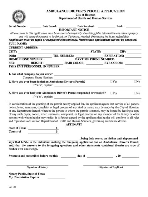 2012-2026 Form TX Ambulance Drivers Permit Application - Blank Fillable ...