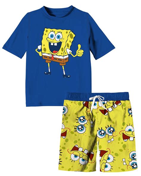 Spongebob Squarepants Character Swimwear: Bathing Suit & Rashguard Set ...