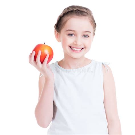 相当拿着苹果的小女孩被隔绝在白色 库存照片. 图片 包括有 少许, 人们, 果子, 嬉戏, 快乐, 作用 - 41266102