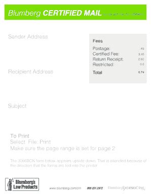 Fillable Online Blumberg Certified Mail Template. USPS Certified Mail ...