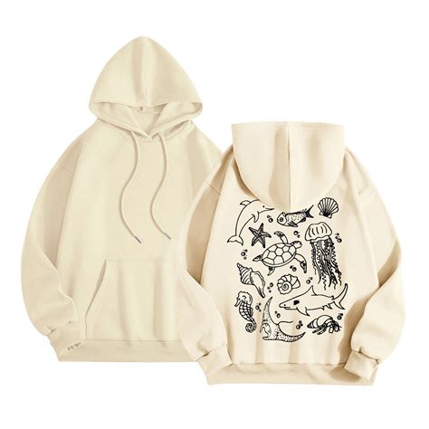 FhgihG Pom Puff Oversized Hoodies for Women, Girls Preppy Sweatshirt Long Sleeve Ocean Y2K ...