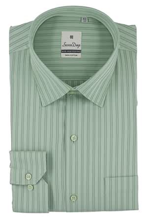7-DAYS Men's Self Design Formal Shirt in Light Green – 100% Cotton ...