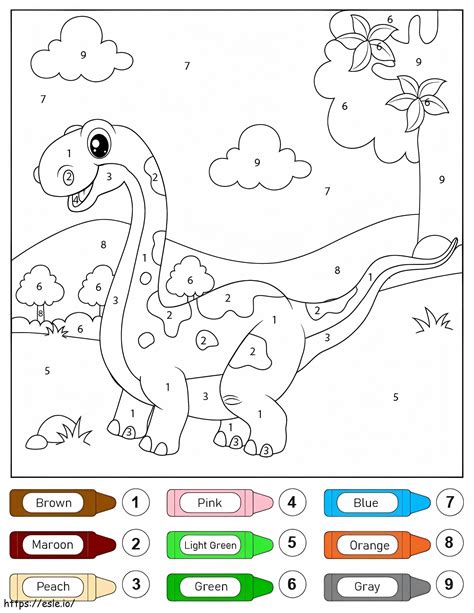 Brachiosaurus Dinosaur Color By Number coloring page