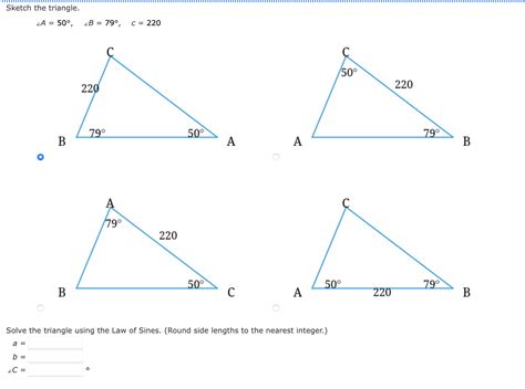 Solve the triangle using the Law of ﻿Sines. (Round | Chegg.com