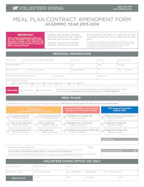 Utk Meal Plan - Fill Online, Printable, Fillable, Blank | pdfFiller