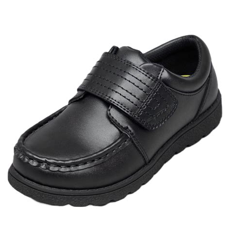 Buckle My Shoe Heald Leather Boys Black Easy Fasten Shoes back to ...