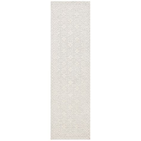 SAFAVIEH Blossom Azura Geometric Wool Runner Rug, Grey/Ivory, 2'3" x 12 ...
