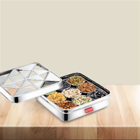 AVIAS Trios 9 Square Premium Stainless Steel Spice Box – Avias world