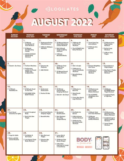 The blogilates august 2022 workout calendar – Artofit