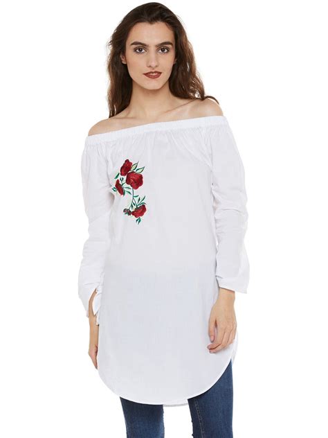 Get Floral Embroidered Knotted Sleeves Tunic at ₹ 899 | LBB Shop