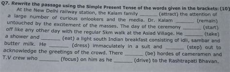 read the passage using the simple present tense of the words given in ...