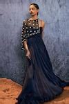 Buy Blue Silk Sweetheart Neck Kayak Plain Maxi Dress For Women by Amka ...