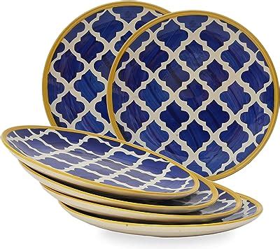 Buy VolCraft Ceramic Handpainted Full Size Dinner Plates, Dinnerware ...