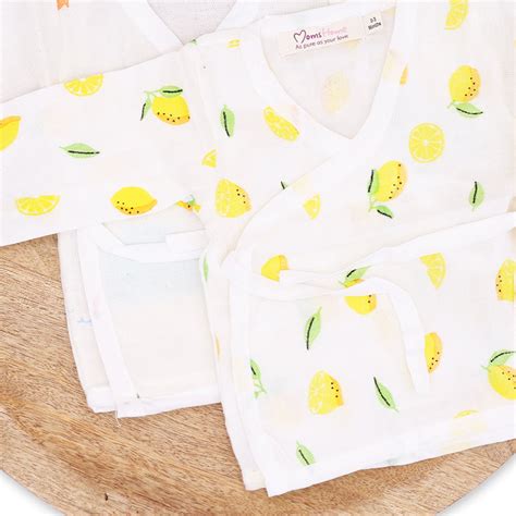 Organic Cotton Muslin Front Open Kimono Jhabla & Nappy For New Born Ba ...