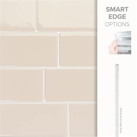 Smart Tiles Metro Tripoli Beige 9-in x 12-in Glossy Resin Linear Subway ...