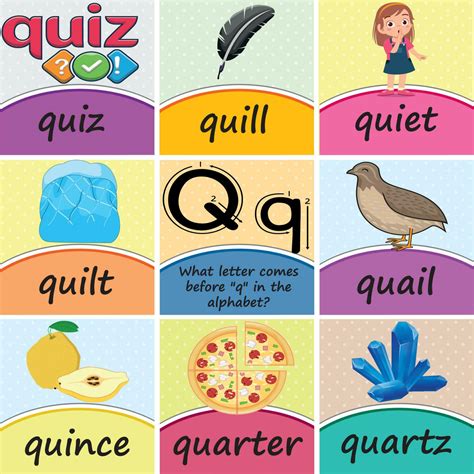 Alphabet Letter Qq Word Poster Flashcards Printable Classroom Decor for Preschool, Kindergarten ...